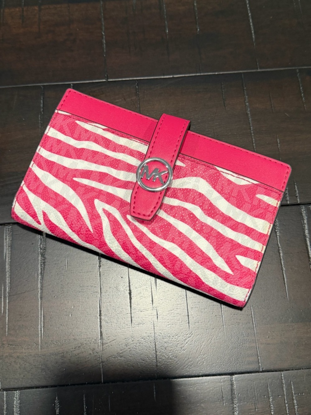 Michael Kors Pink Zebra Card Holder Wallet dragon fruit